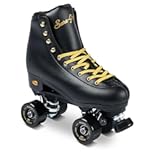 Fame Black & Gold Unisex Indoor Roller Skates - Vegan Boot with Microfiber Lining - Offers Rock Nylon Plate & Aluminum Trucks - Matching 57mm Fame Black Indoor Wheels - Ideal for Beginners