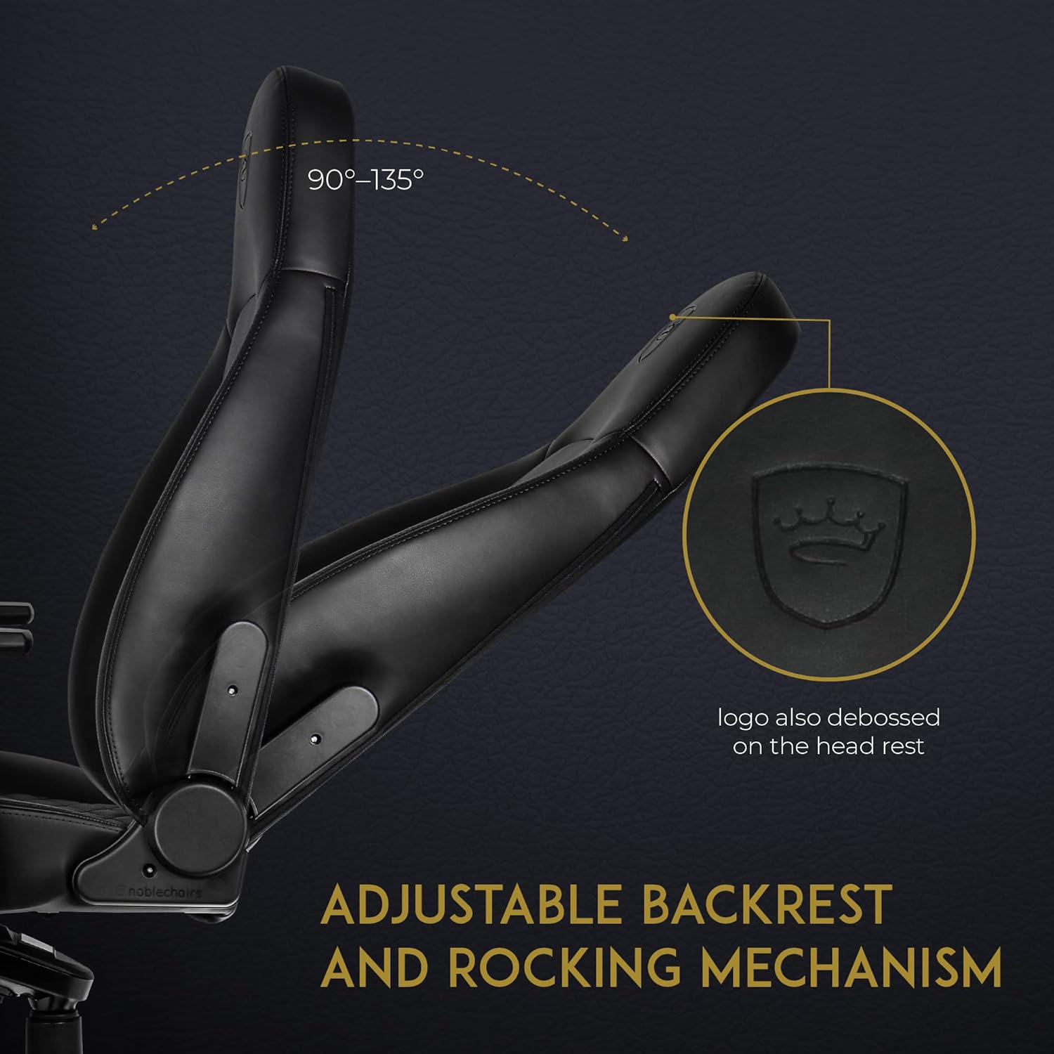 noblechairs ICON chair backrest reclining from 90 to 135 degrees