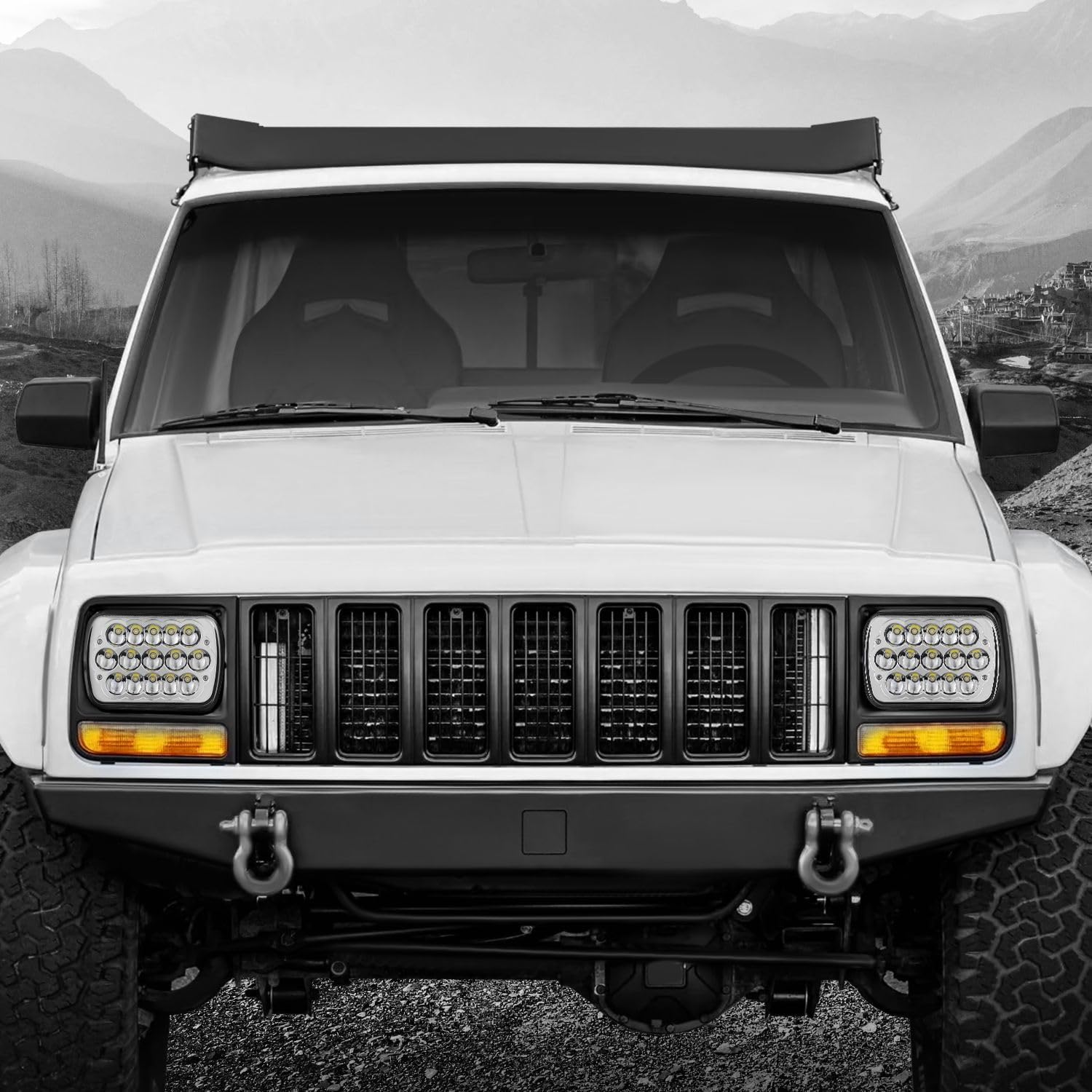 DNA MOTORING 2Pcs 7x6 LED Headlights 5x7 H6054 Hi/Low Sealed Beam Reflector Headlamp Compatible with Chevy S10 Blazer Express Wrangler YJ Cherokee XJ Econoline E150 Pickup Truck, Chrome, HL-LED-7X6-CH