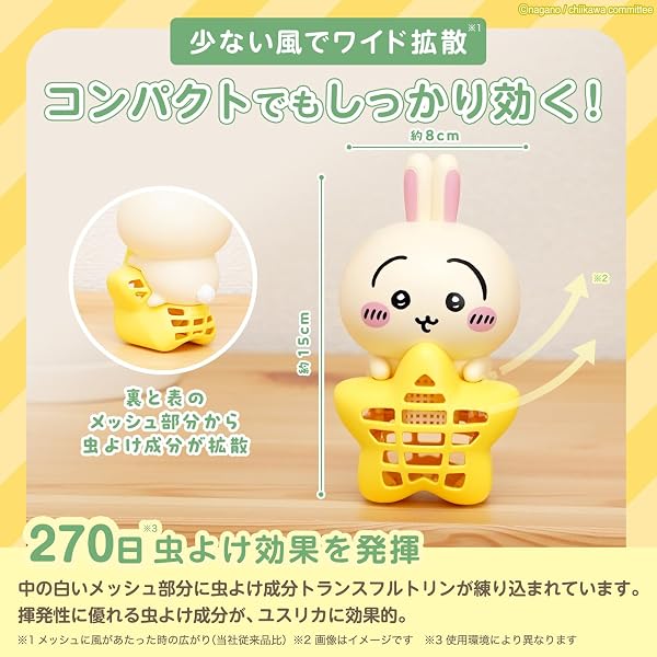 バルサン ちいかわ 虫こないもん 吊り & 置き タイプ 虫よけ効果 270日 (うさぎ) / 火・電池・コンセント不要/虫よけけ成分ワイド拡散 - 4