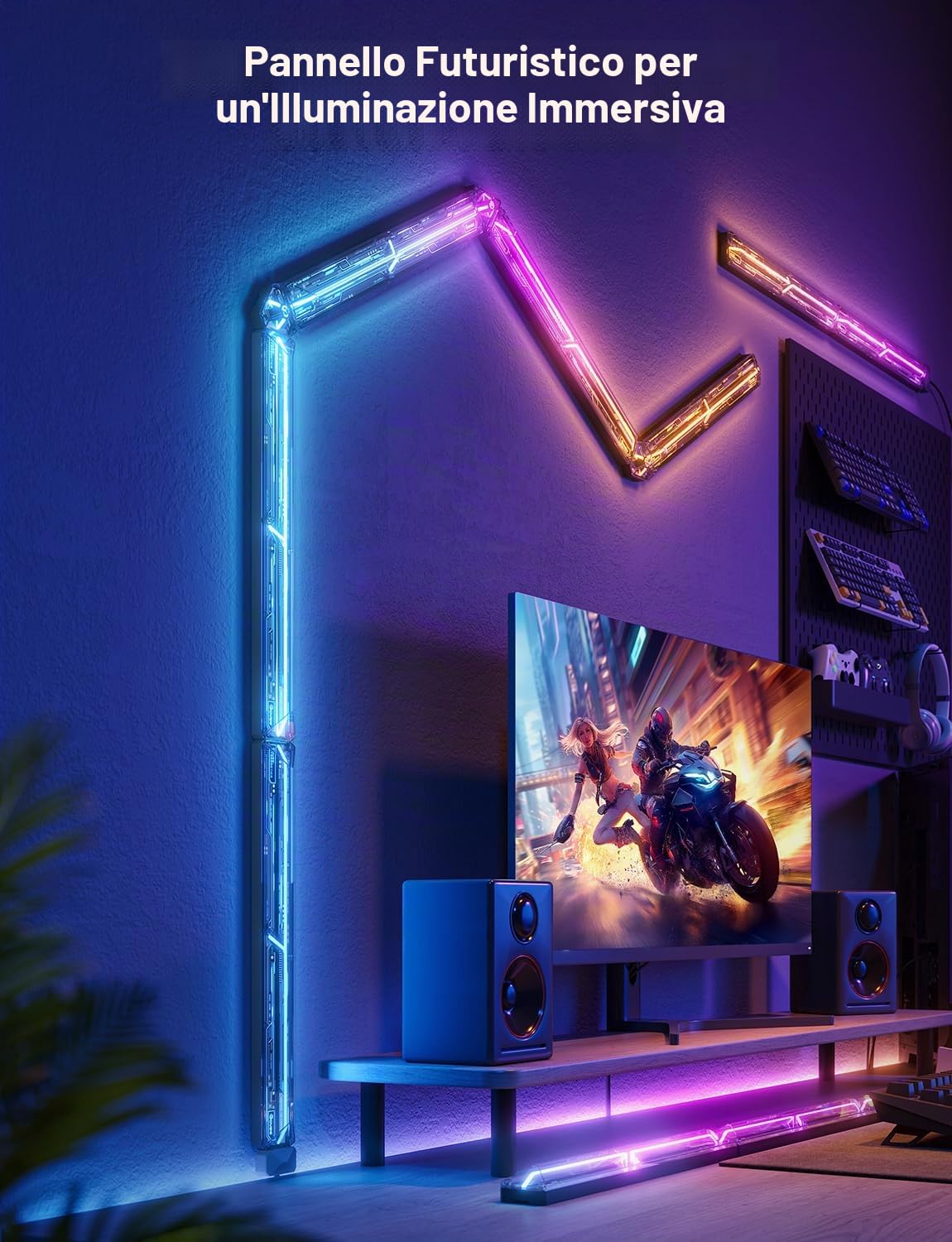 Govee RGBIC - Lampada da parete a LED per gaming Glide Wall Light, con forme e colori fai da te, 60 + effetti di scena, compatibile con opaco e Alexa, luce da gioco, 3pcs e 1 angolo