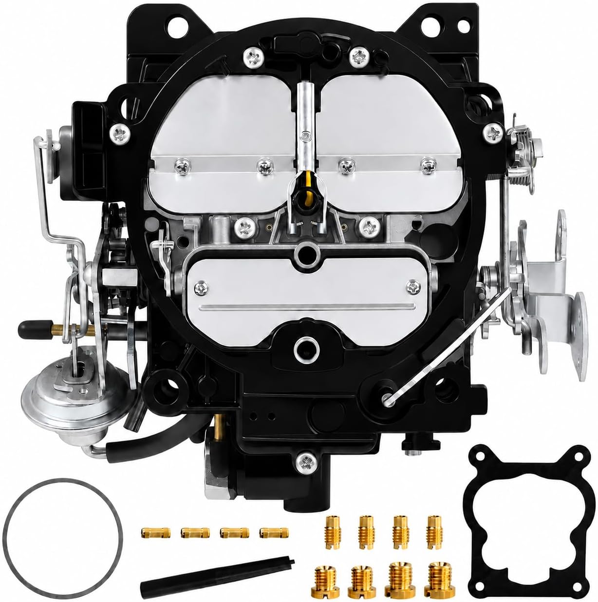 Rochester Quadrajet Carburetor 4 Barrel Black Anti-Corrosion for Chevy SBC BBC 327 350 427 454 V8 1966-1973 Trucks & Classic GM Cars, Replace 1901R 4MV 750CFM Manual Divorced Choke