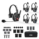 XTALK XPRO5 Wireless Intercom Headset System, 500m/1640ft 2.4GHz Communication Headsets for 5 Person with Noise Reduction Film Documentary TV Production, Xtalk-Xpro-X5-headset-intercom
