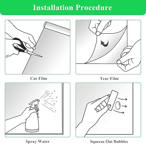 Miniatura 44 de Windimiley Película de privacidad para ventana, película de vidrieras con control de calor UV, esmerilado arco iris, película decorativa de baño
