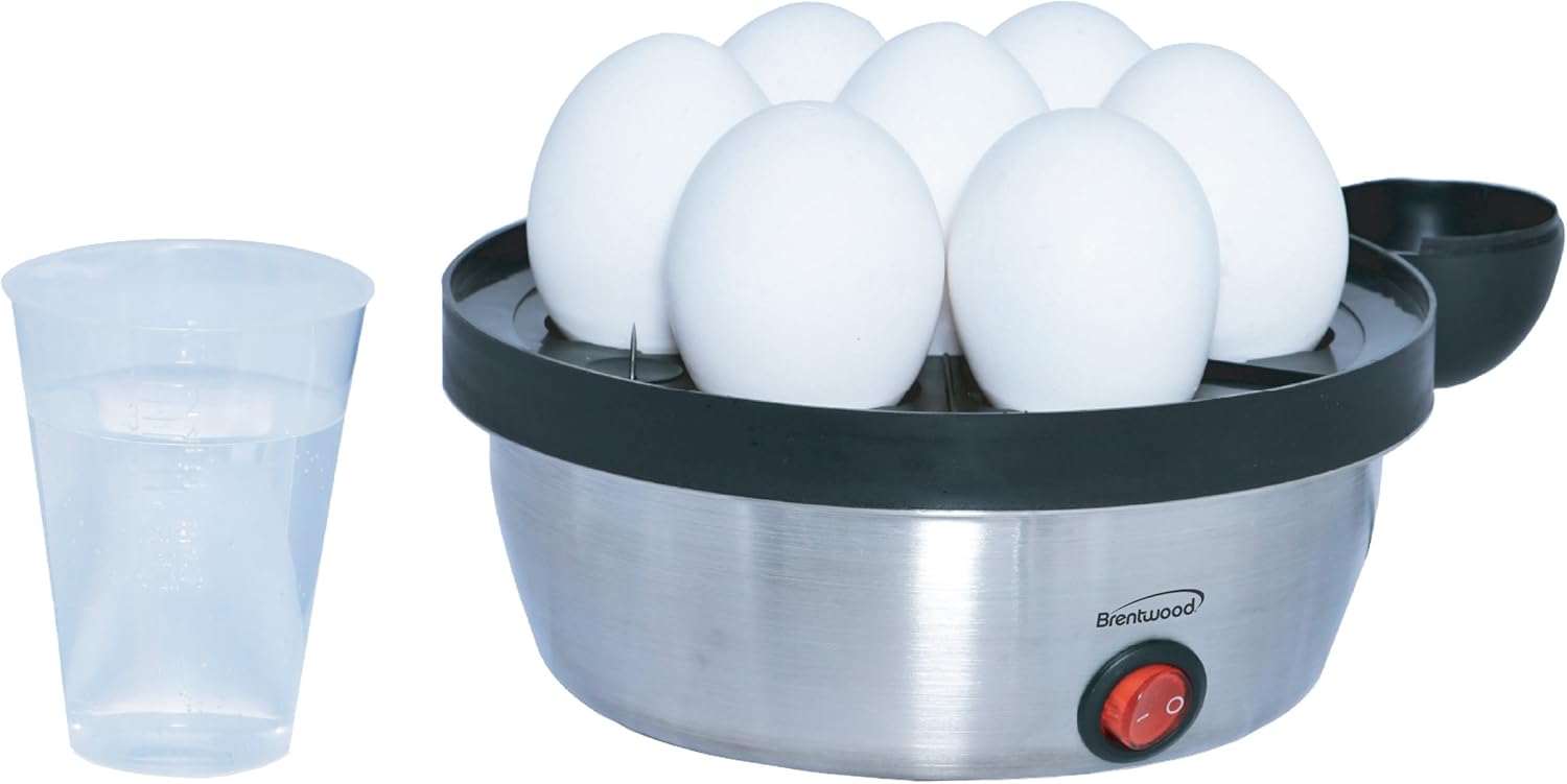 Brentwood TS-1040S Stainless Steel Electric 7 Egg Cooker with Auto Shut Off
