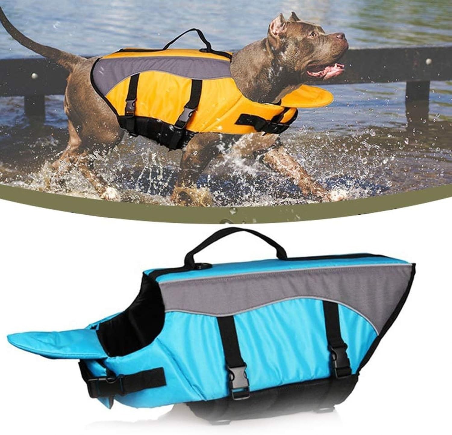 Chaleco Salvavidas para Perro, Chaleco de Flotación para Perros con Asa de Rescate y Buena Flotabilidad, Reflectante para Seguridad en Piscina, Playa y Navegaci, Blue, XL