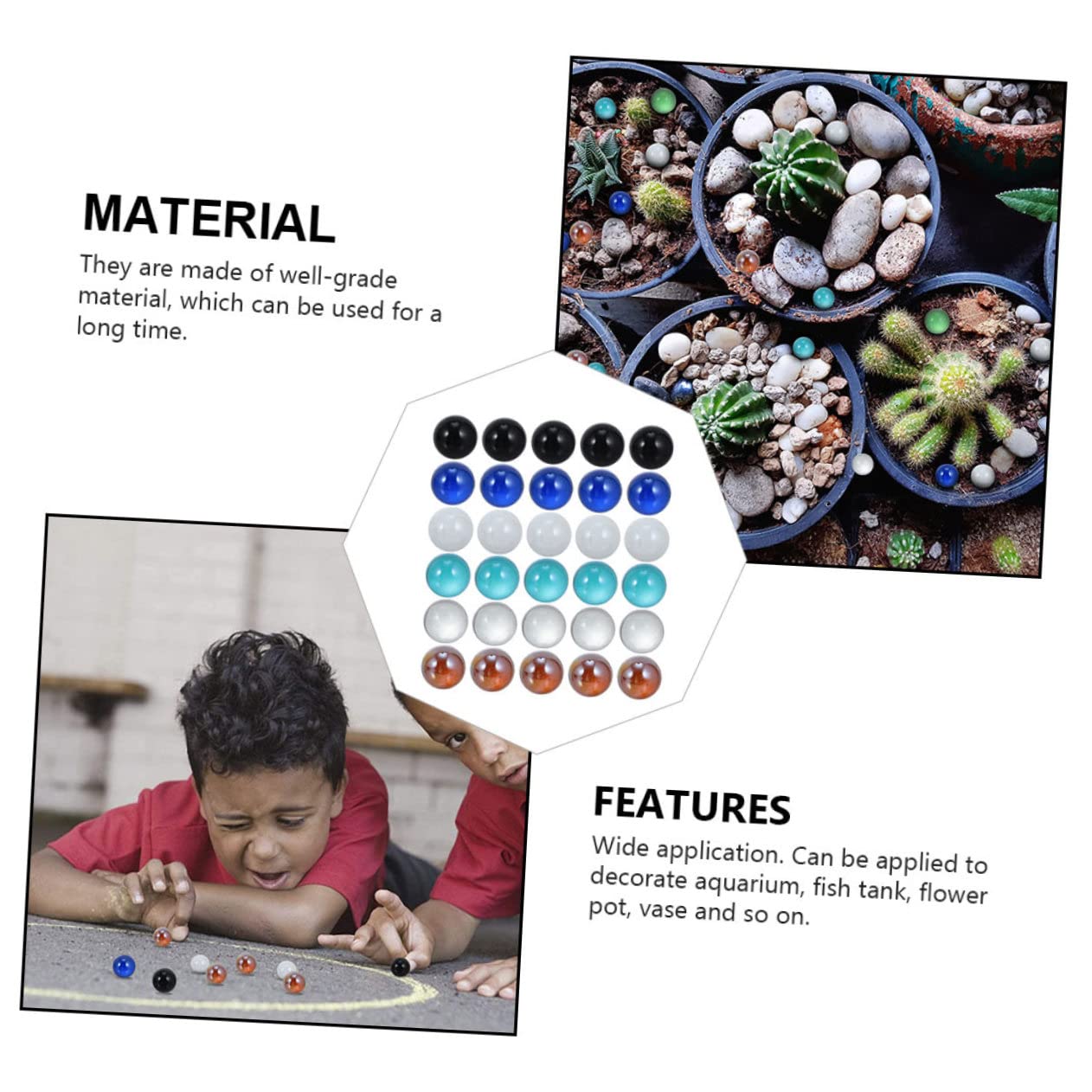 GRIRIW Fish Tank Decoration 30pcs Crystal Ball Marbles Glow Fish Tank Decorations Large Decorative Balls Glass Marbles Toys