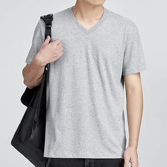 Men's V Neck T-Shirt Short Sleeve Casual Tee Soft Breathable Classic Fit Basic Shirts Comfy Lightweight Tops