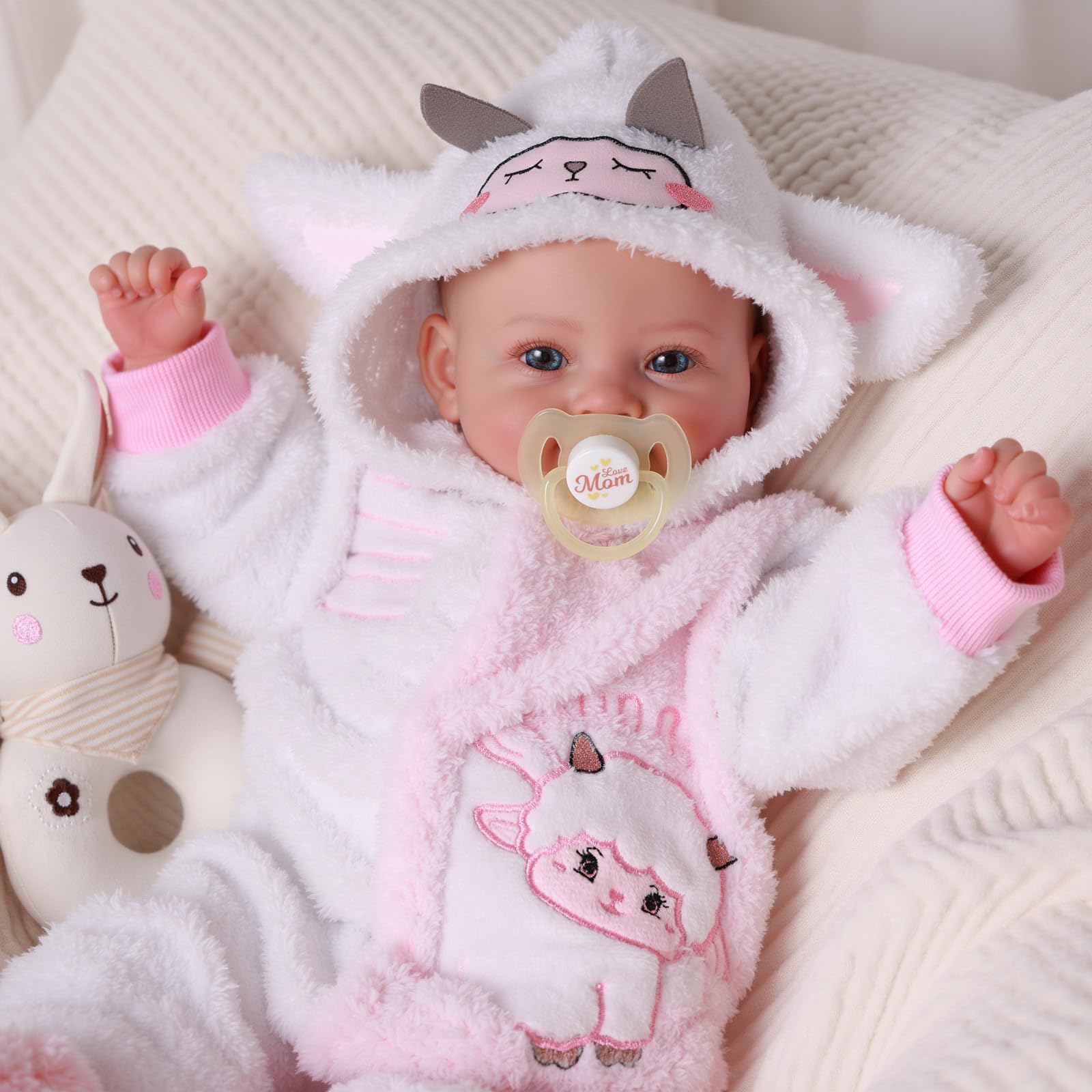 BABESIDE Realistic Baby Doll Girl, 17 Inch Sweet Smiling Lifelike Soft Body Baby Doll - Image 3