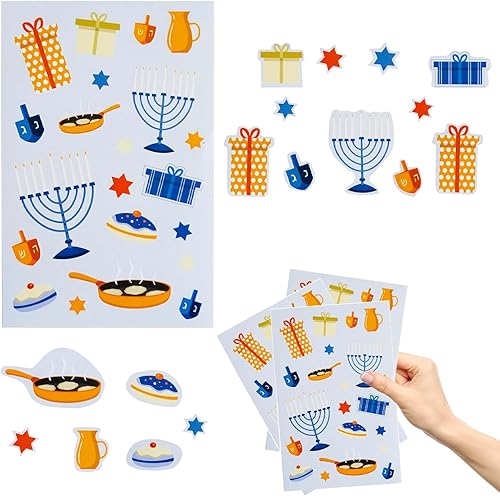 Miniatura 10 de The Dreidel Company Calcomanías de Hanukkah, paquete de 6000 piezas adhesivas (juego completo de calcomanías (117 hojas))