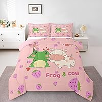 Vista 38 de Juego de edredón de perro lindo para niños, juego de ropa de cama con estampado de carlino de dibujos animados para niños y adolescentes, juego