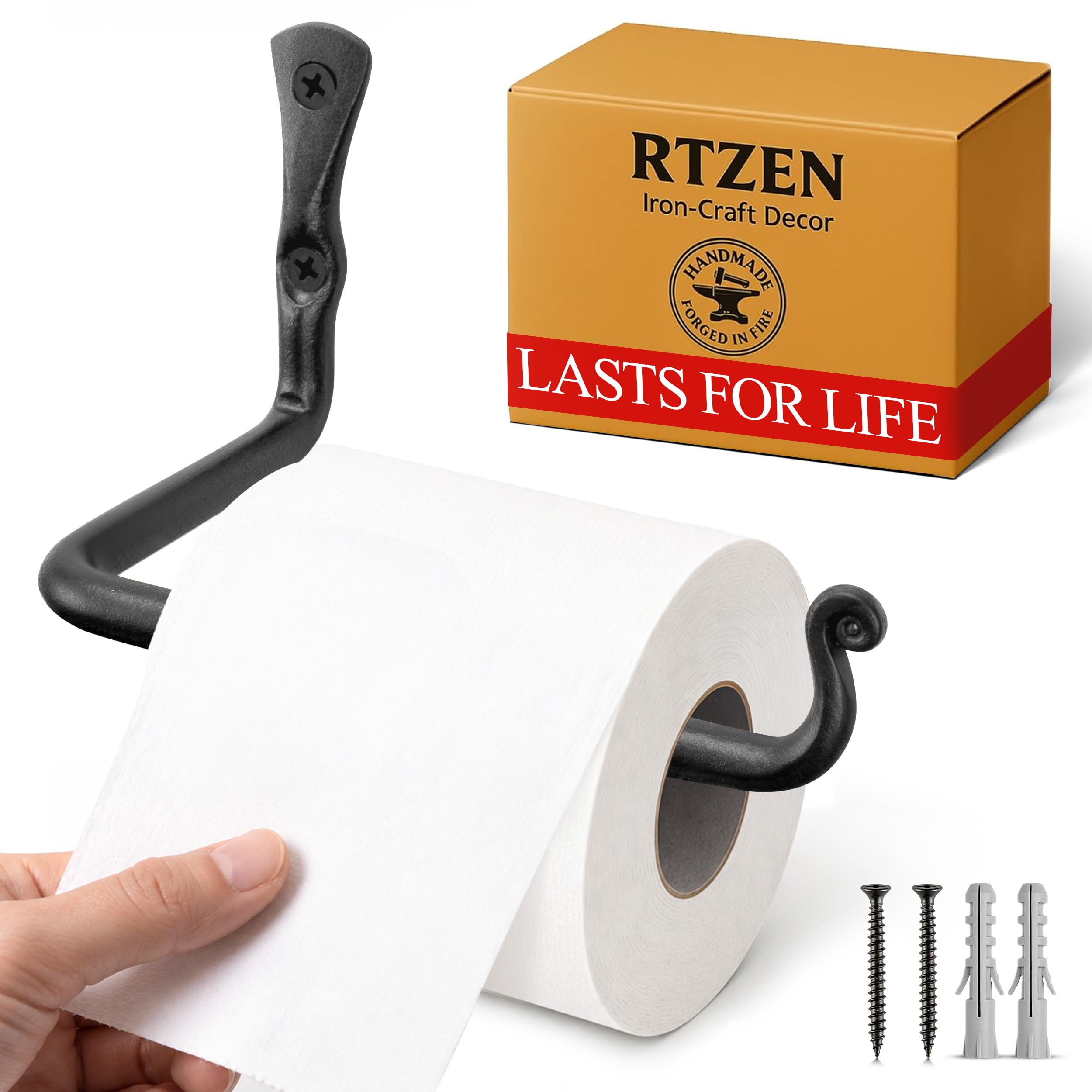RTZEN Bathroom Toilet Paper Holder Handcrafted Wrought Iron Home Decor