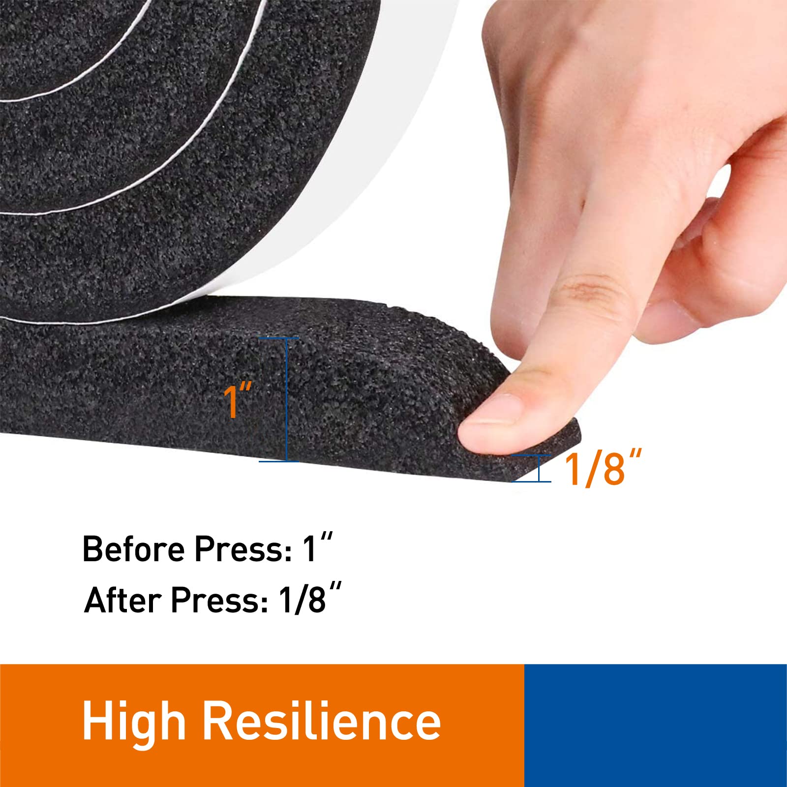 MAGZO Foam Weather Stripping 1 Inch Thick X 1 Inch Wide, Thick Window