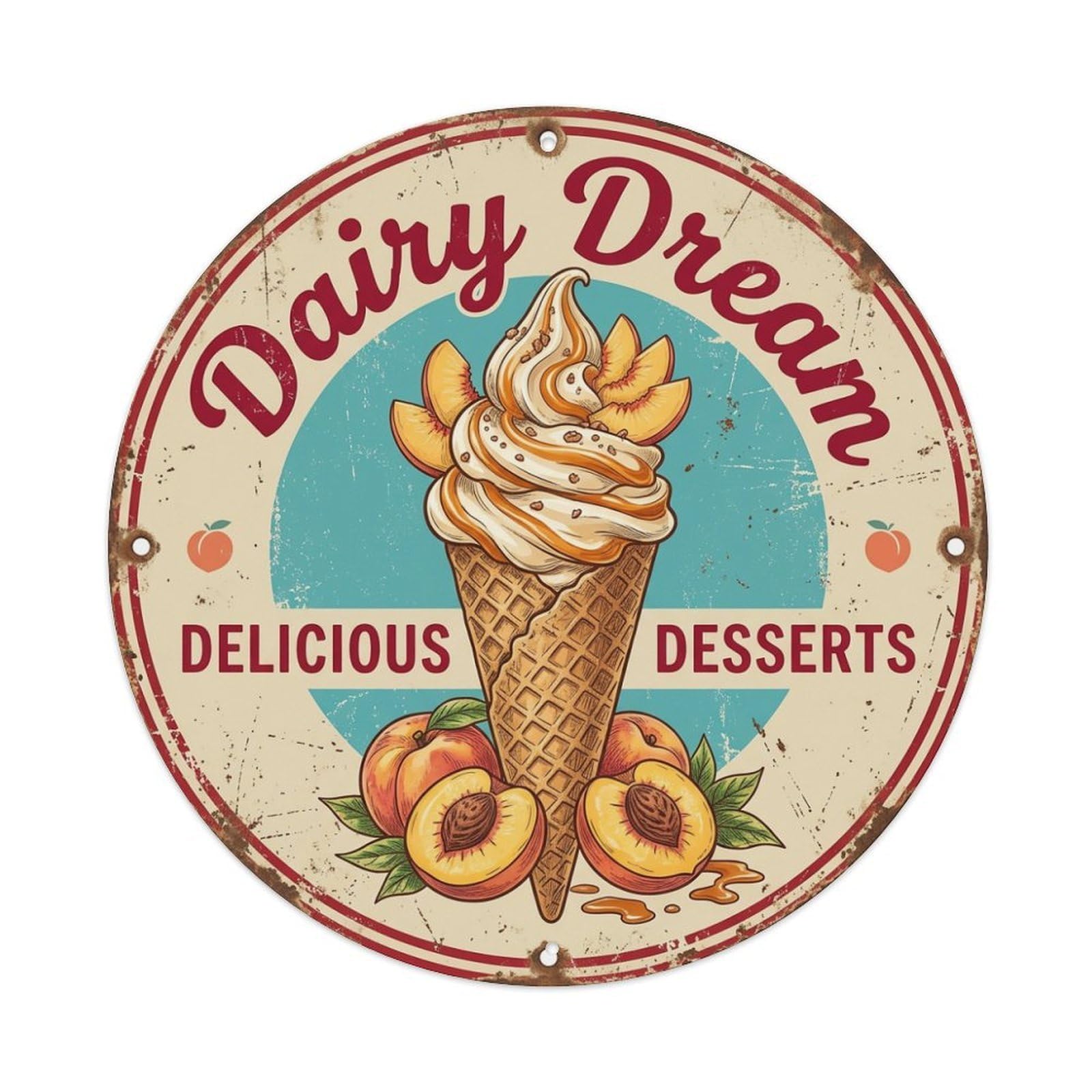 Cwbufd Vintage Style Dairy Dream Retro Advertising Vintage Metal Tin Sign Plaque Wall Decor For Cafe, Club Bar, Office, Garden Metal Poster 8X8inch