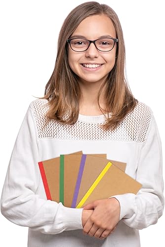 Miniatura 7 de EOOUT Paquete de 60 cuadernos de papel kraft A5, cuadernos de composición rayados a granel, 15 colores con espinas de arcoíris, 60 páginas para