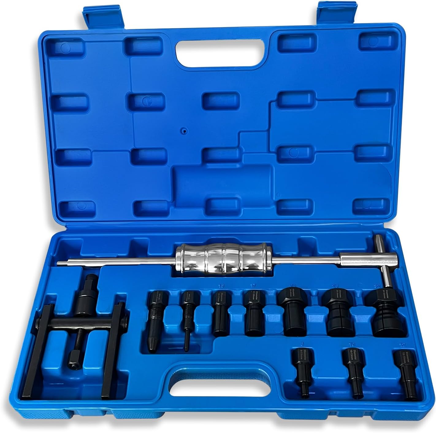 12Pcs Blind Hole Bearing Puller Kit, Pilot Internal Bearing Removal Tool,Slide Hammer Puller Set with 8-32mm Collets
