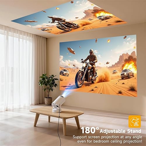 Miniatura 5 de SGV Mini proyector inteligente para dormitorio, soporte 4K, proyector portátil para exteriores con Android 12, WiFi y Bluetooth 5.3, Keystone