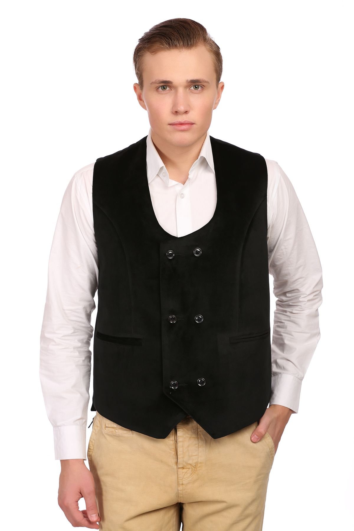 wintage Men's Velvet Party Black Vest Waistcoat-picture-11