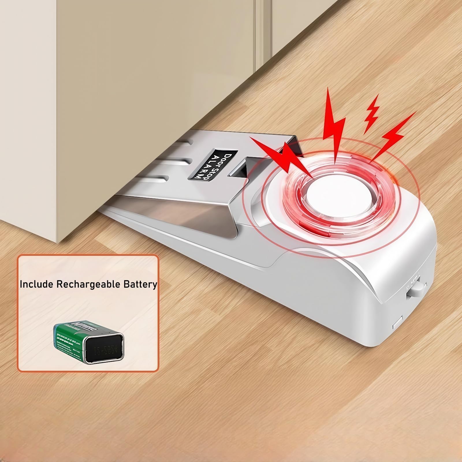 Mengshen Confezione da 4 allarmi di sicurezza personale con sirena da 120 dB forte per casa e hotel, compatto e leggero, con batteria ricaricabile inclusa