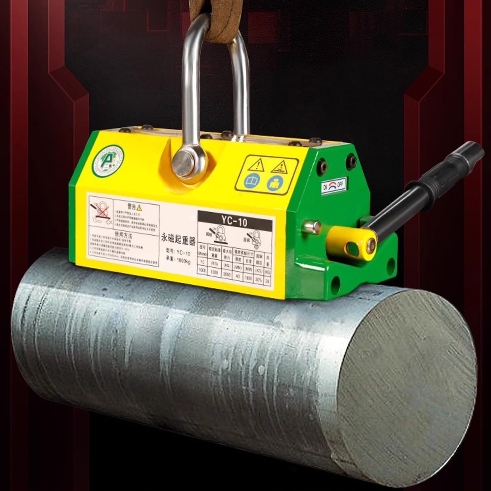 Sollevatore Magnetico Permanente, Divaricatore Calamita Potente, Magnete di Sollevamento con Rilascio, per Paranco, Gru da Officina, Blocco, Tavola(100kg/220lb)
