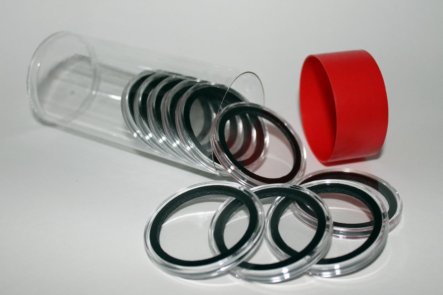 (1) Airtite Coin Holder Storage Container & (10) Black Ring 32mm Air-tite Coin Holder Capsules for 1oz American Gold Eagles and 1oz Gold Krugerrands & Kangaroos : Office Products