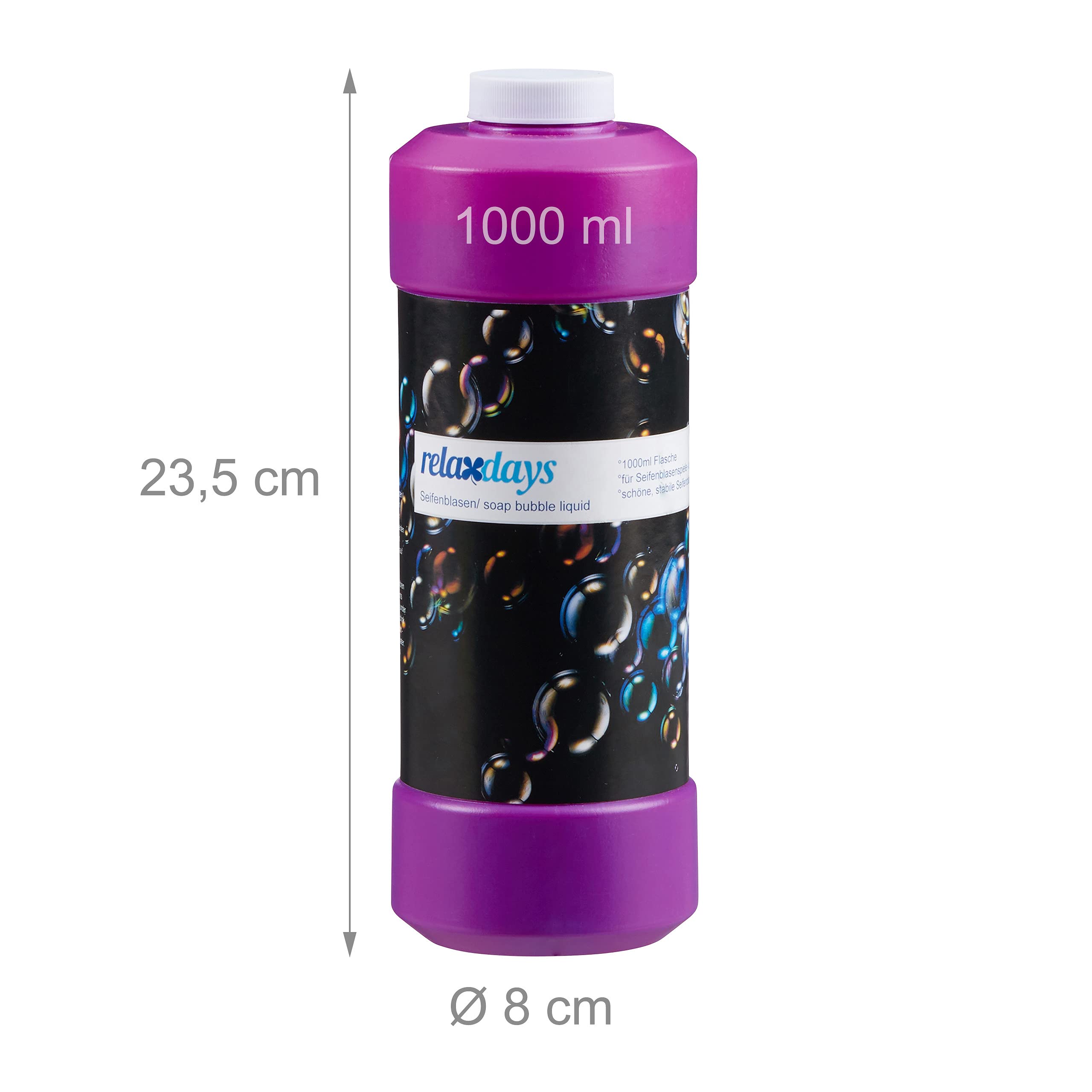 Relaxdays 3X Bulles de Savon Liquide Flacon 1 Litre remplir fête Machine à Bulles Pistolet à Bulles, Transparent