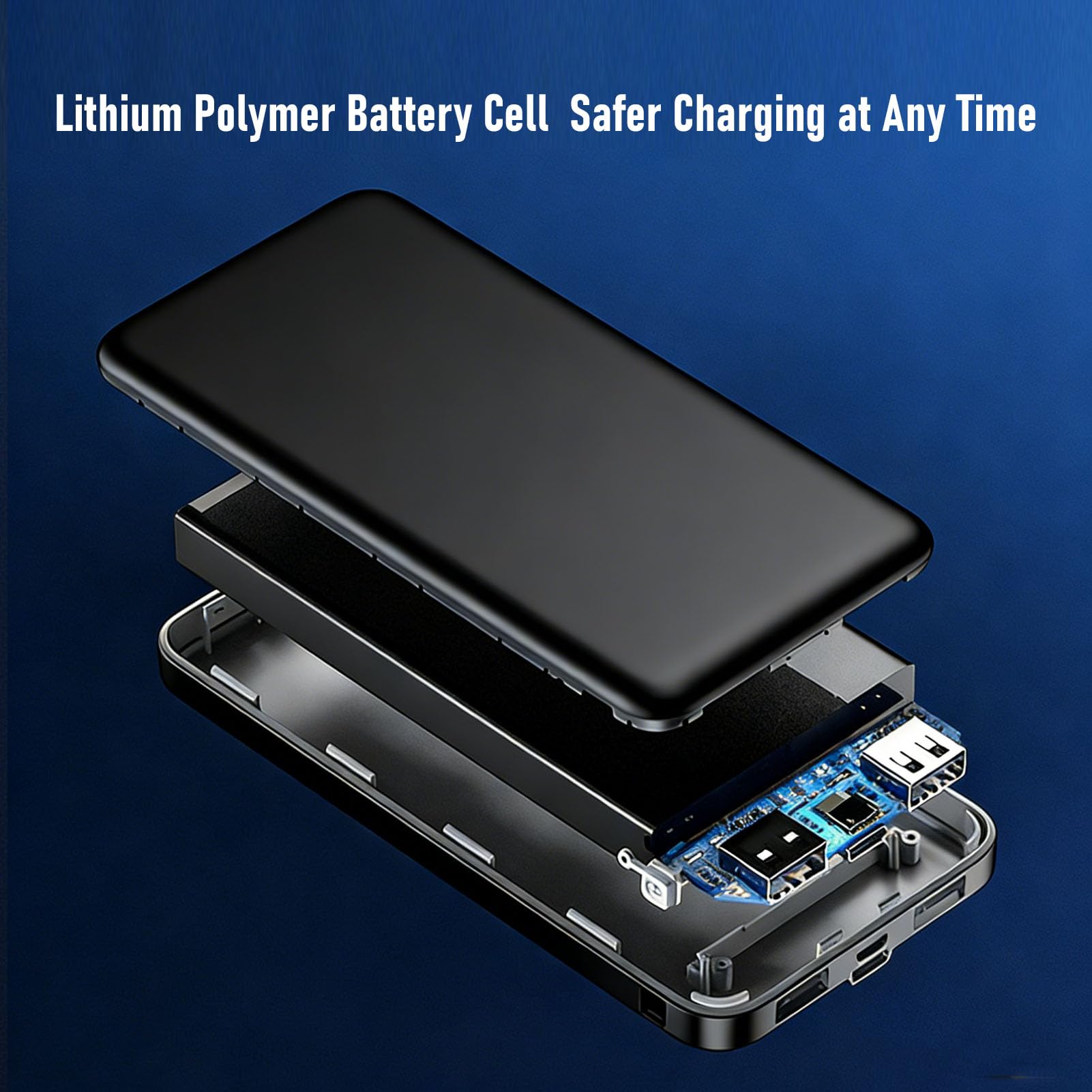 Batterie portable 10 000 mAh pour gilet chauffant, veste, pantalon, avec deux ports USB et écran numérique intelligent