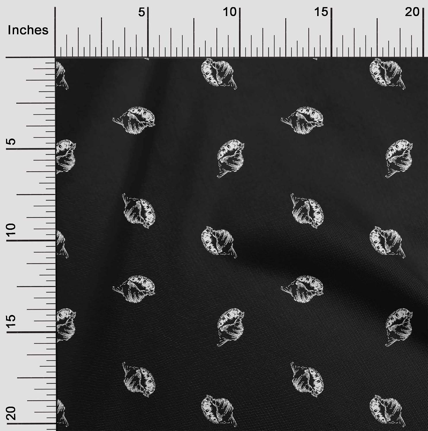 oneOone Cotton Flex Black Fabric Sea Shells Fabric for Sewing Printed Craft Fabric By The Yard 40 Inch Wide