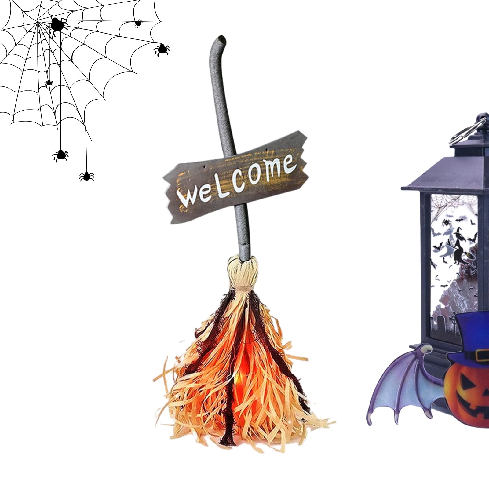 Balai volant Halloween lumineux extérieur déco maison hantée et rire