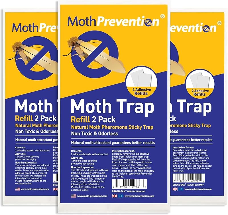 Clothes Moth Trap Replacement Strips (6 Strips in Total) - Refills for MothPrevention Moth Traps - for Closets & Clothing