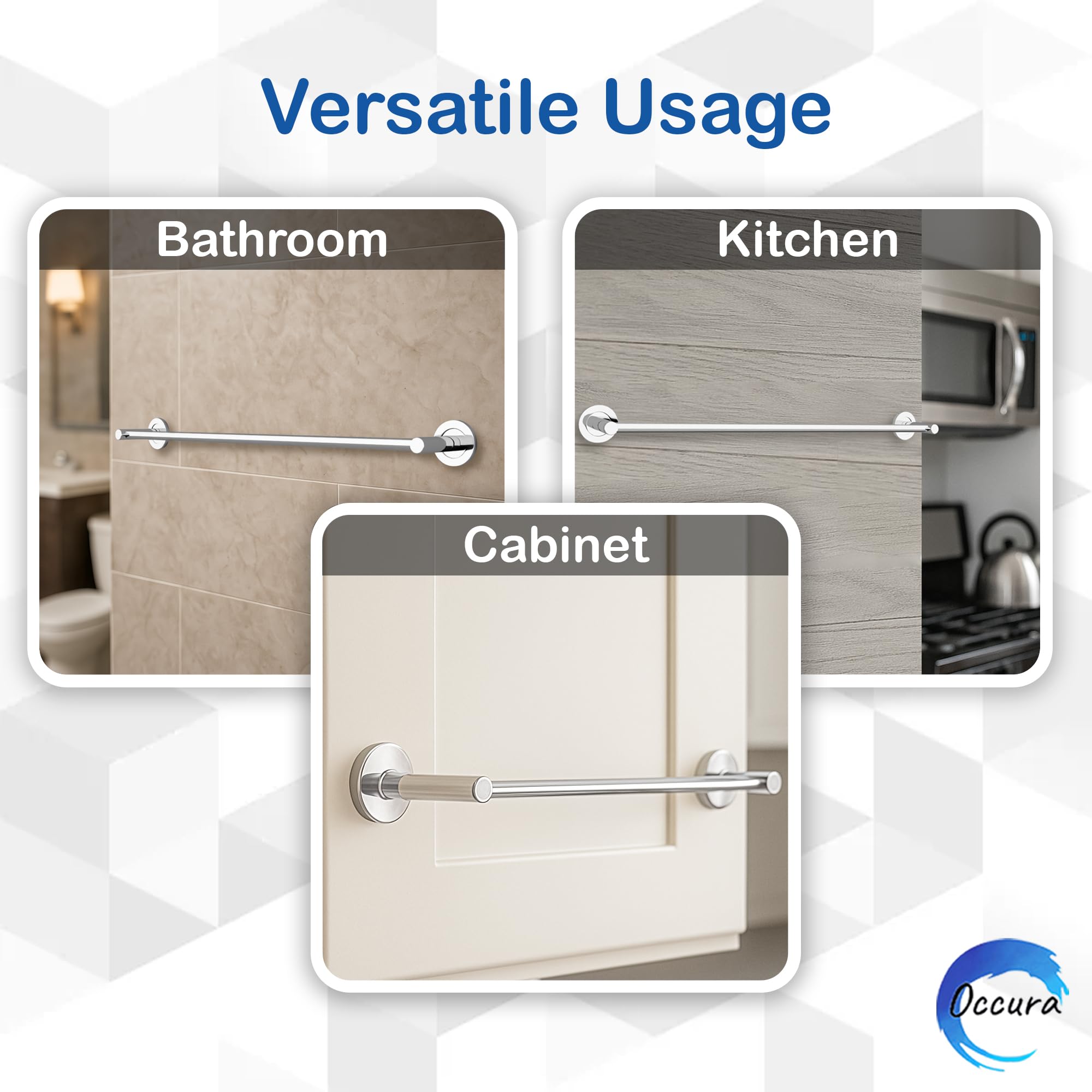OCCURA 24-Inch Stainless Steel Towel Rod | Wall Mounted Corrosion-Resistant | Towel Rail with Glossy Finish for Bathroom, Kitchen, Shower, Toilet & Washroom Use 2