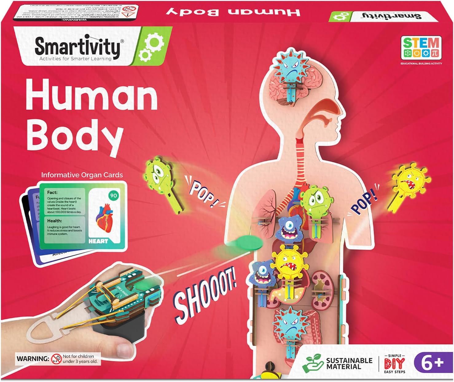 Smartivity Human Body Toy for Kids 6-12 Years|Body Organs & Functions|Birthday Gifts for Unisex|DIY Science Toys 6,7,8,9,10,11,12,13,14 Years Old I STEM Building Set Wooden Construction Game,79 Pcs