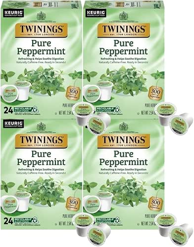 Twinings Pure Peppermint Tea K-Cup Pods for Keurig, Naturally Caffeine