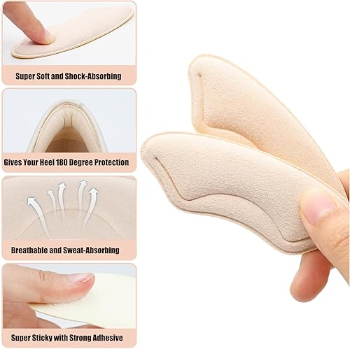 Miniatura 11 de 6 pares de almohadillas de talón para zapatos demasiado grandes, protectores de talón para zapatos sueltos, dolor de talón, ampollas y frotamientos