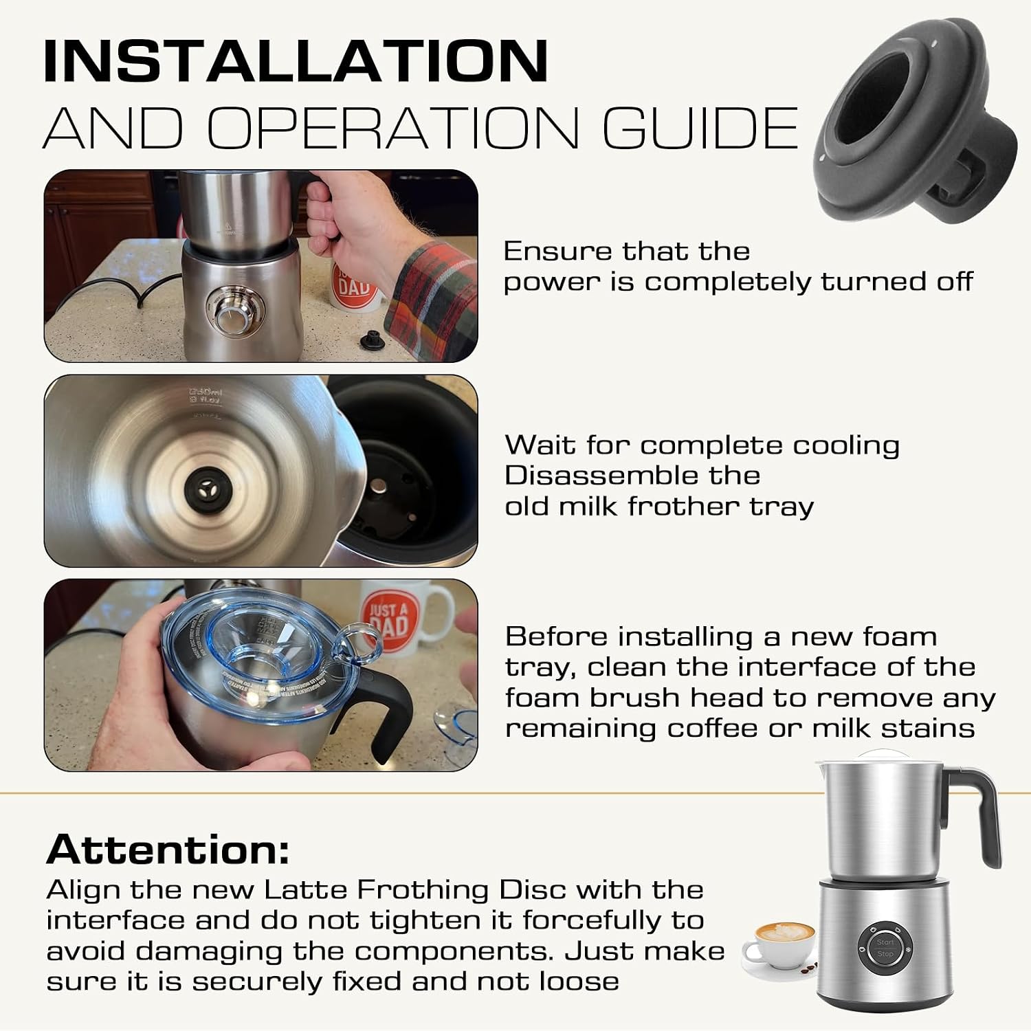 BMF600XL Latte Frothing Disc Replacement for Breville Milk Cafe