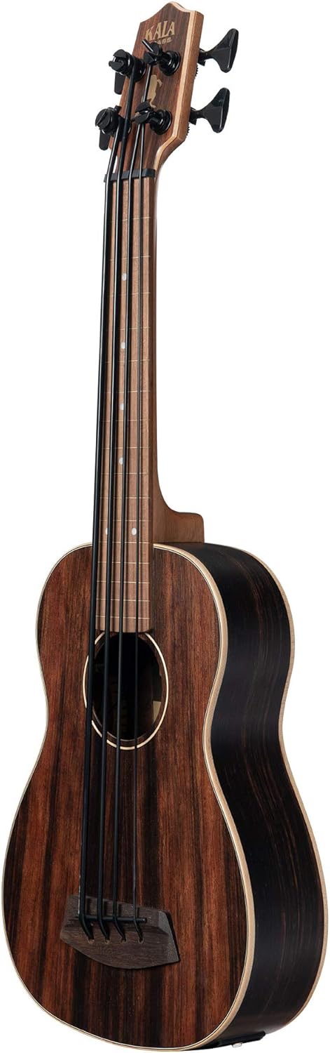 Kala Striped Ebony Acoustic-Electric U-BASS with Fishman UBASS EQ, Rosewood Fingerboard, Premium Mahogany Body, Ideal for Bassists and Ukulele Enthusiasts