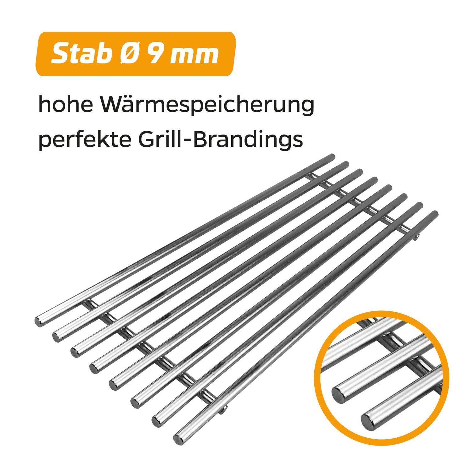 Grillfürst Edelstahl Grillrost für Broil King Imperial und Broil King Regal - pflegeleichtes Grillgitter mit 9 mm starken Streben, Ersatz Grillrost im Format 48,7 x 15,5 cm