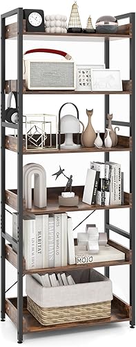 Tangkula Estantería de 6 niveles, estantería industrial de 70 pulgadas de alto con estantes abiertos y 4 ganchos, estante de almacenamiento con