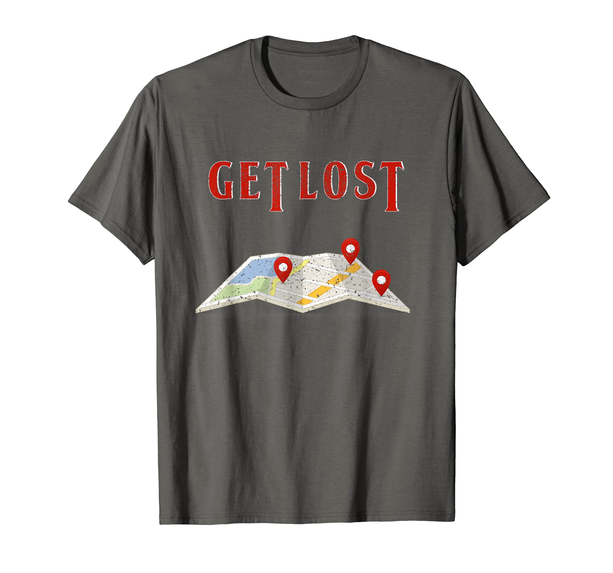 Get Lost Map Hiking Outdoors Adventure Nature Trekking Camp T-Shirt