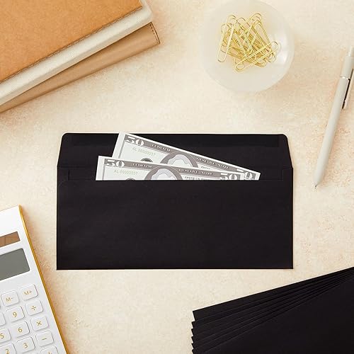 Miniatura 3 de Juvale Sobres negros Sobres de cartas a granel para correos personales y comerciales Solapa cuadrada y sello engomado Paquete de 100 unidades