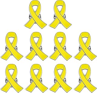 反暴力啓発ピン 10 個パック イエローリボン形状ブローチ エナメル胸ピン カラフルなバッジ飾り