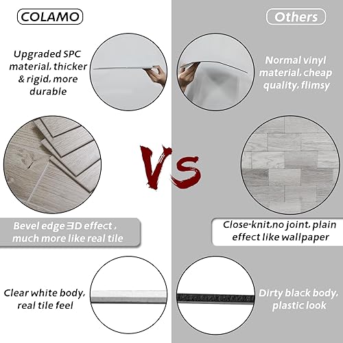 Miniatura 7 de COLAMO Paquete de 24 protectores contra salpicaduras para despegar y pegar, azulejos de textura de madera sintética, paneles de madera Shiplap para