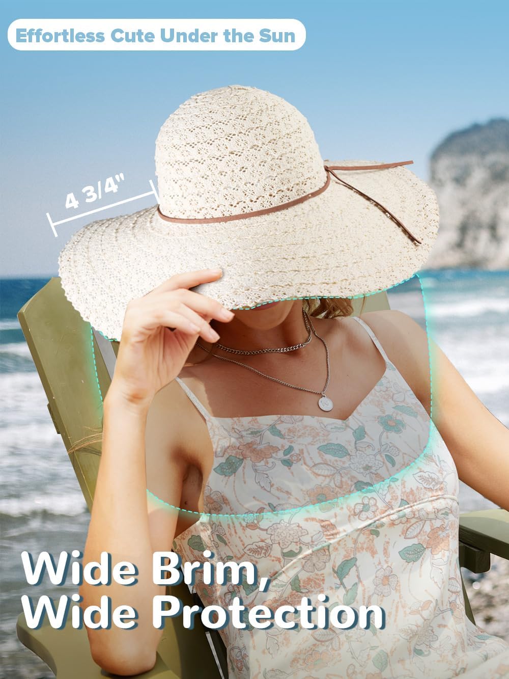 Sun Beach Hats Women Floppy Summer Sunhat with Wide Brim Packable Foldable Travel Accessories - Image 2