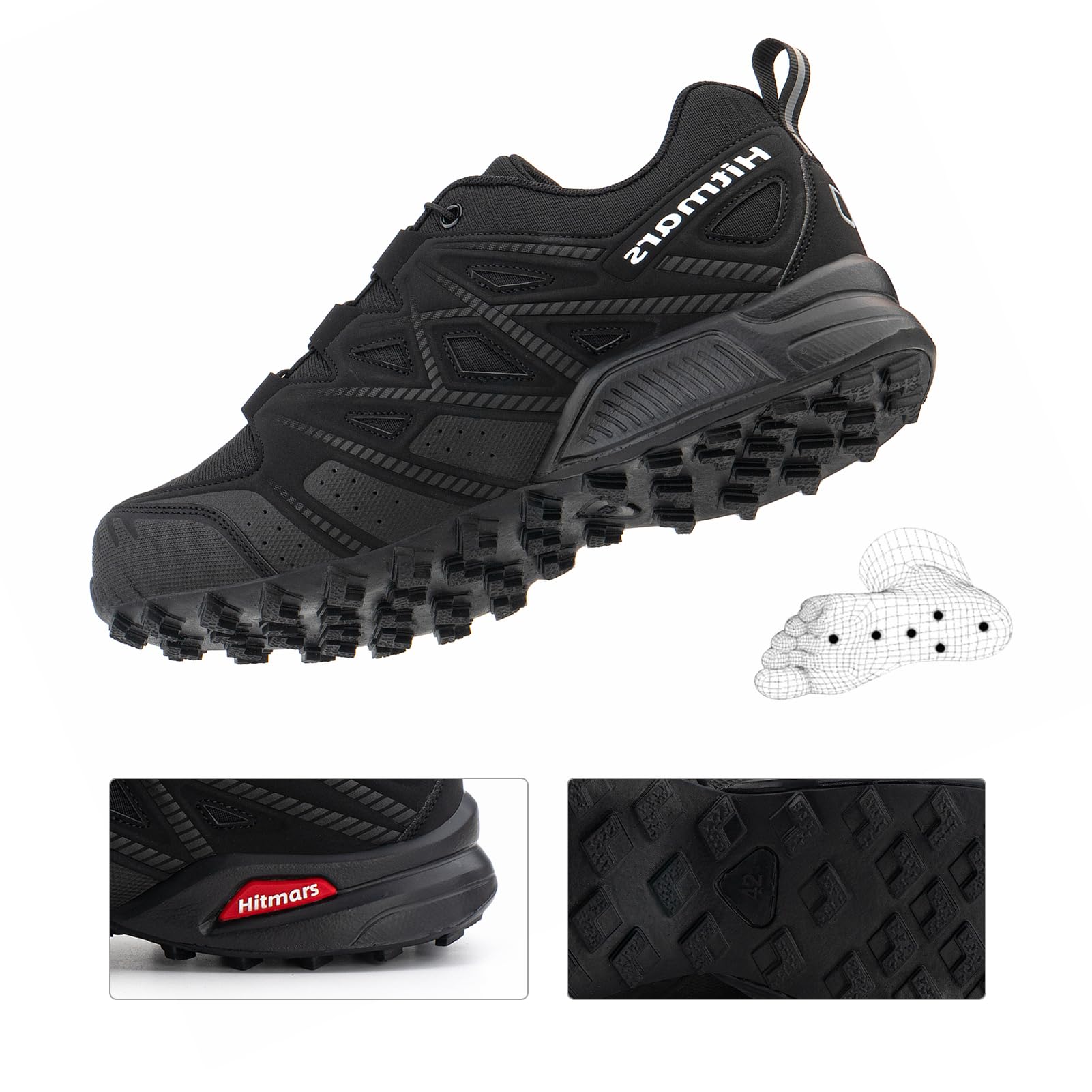 Hitmars Chaussures de Trail Homme Femme Chaussures de Trail Running Baskets Trekking Chaussure de Randonnee Outdoor Antidérapante Respirantes Chaussures de Marche EU 37-47