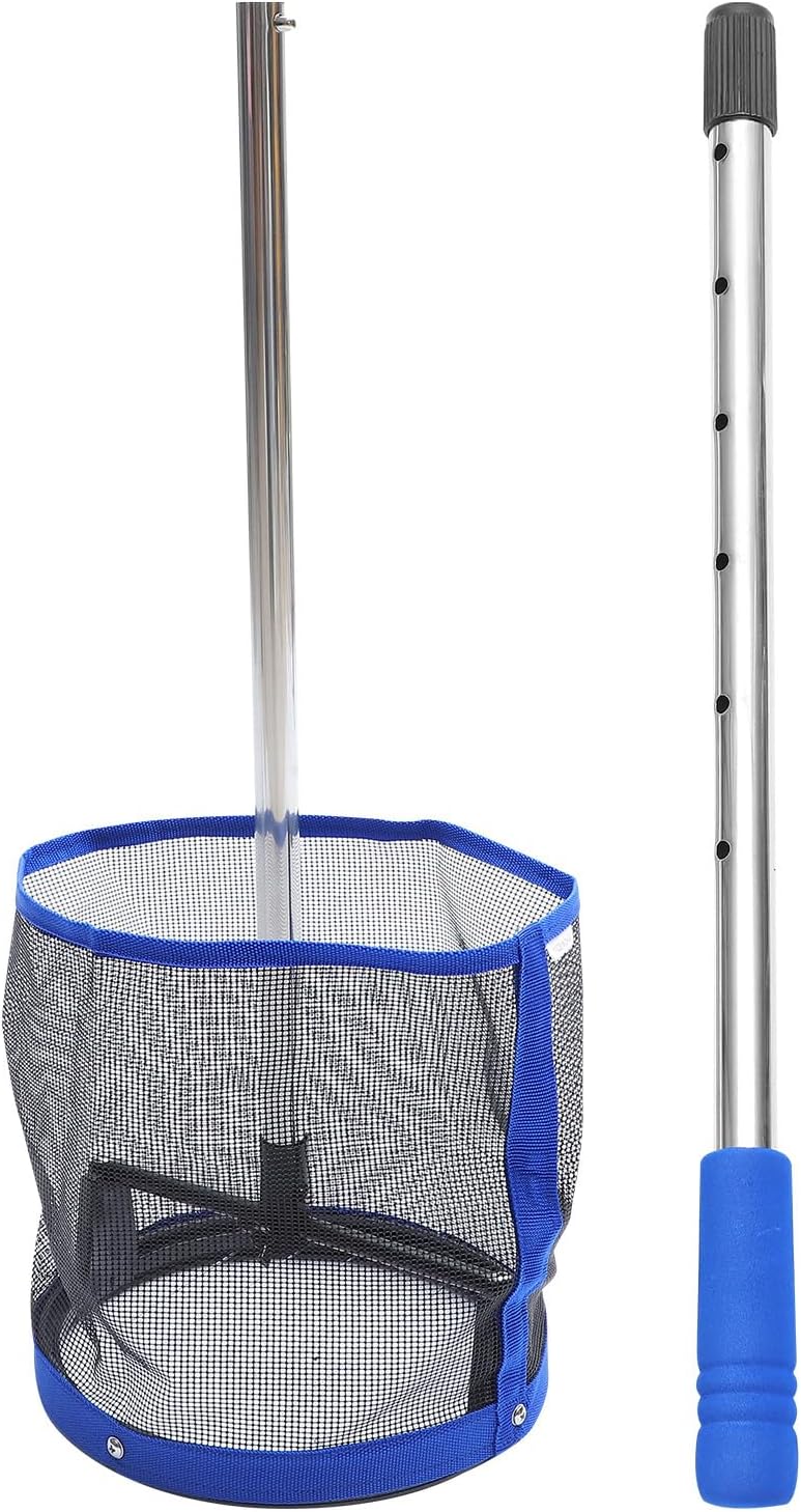 Mipcase Table Tennis Ball Collector and Retriever Net, Lightweight Portable Storage Basket with 120-ball Capacity, Blue Mesh Ping Pong Ball Picker for Training and Practice Random Color