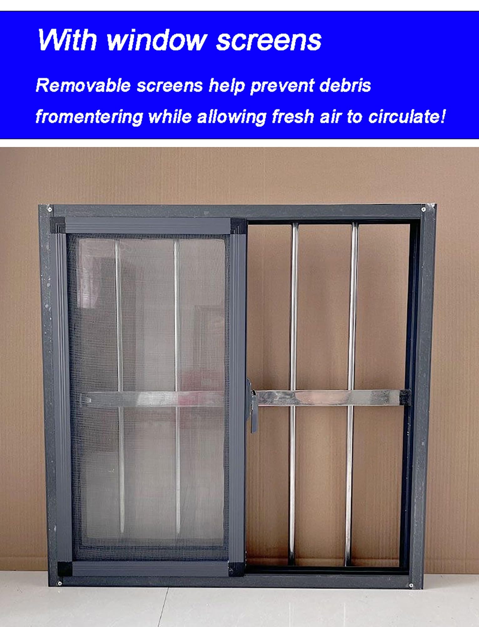 Genérico Ventana corrediza Horizontal de Aluminio for sótano, Grande, de 30, 40, 50, 60, 80 y 100 cm, con Vidrio y mosquitera, for baños, garajes y buhardillas.(30x30cm/12x12in)