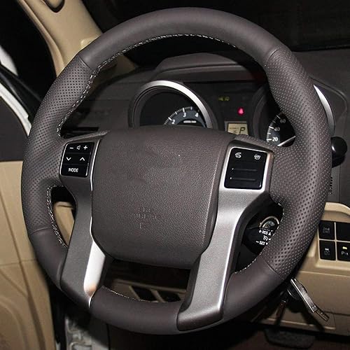 Vista 44 de Funda de volante de piel auténtica para Toyota Tacoma 2012-2020/Toyota Tundra/2010 2011 2012 2013 2014 2015 2016 2017 2018 2019 2020 Toyota 4 Piel