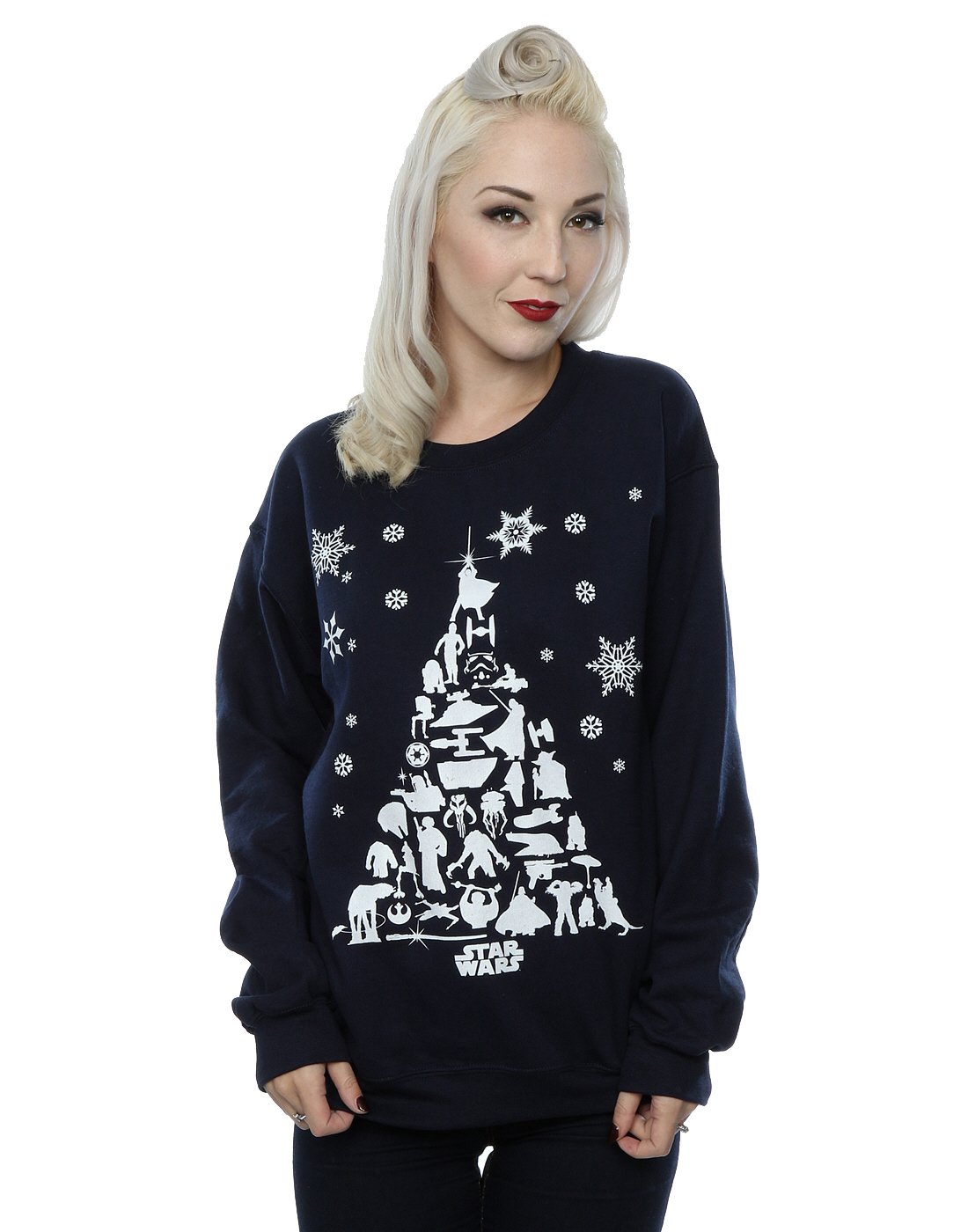 Star Wars Women's Christmas Tree Sweatshirt X-Large Deep Navy