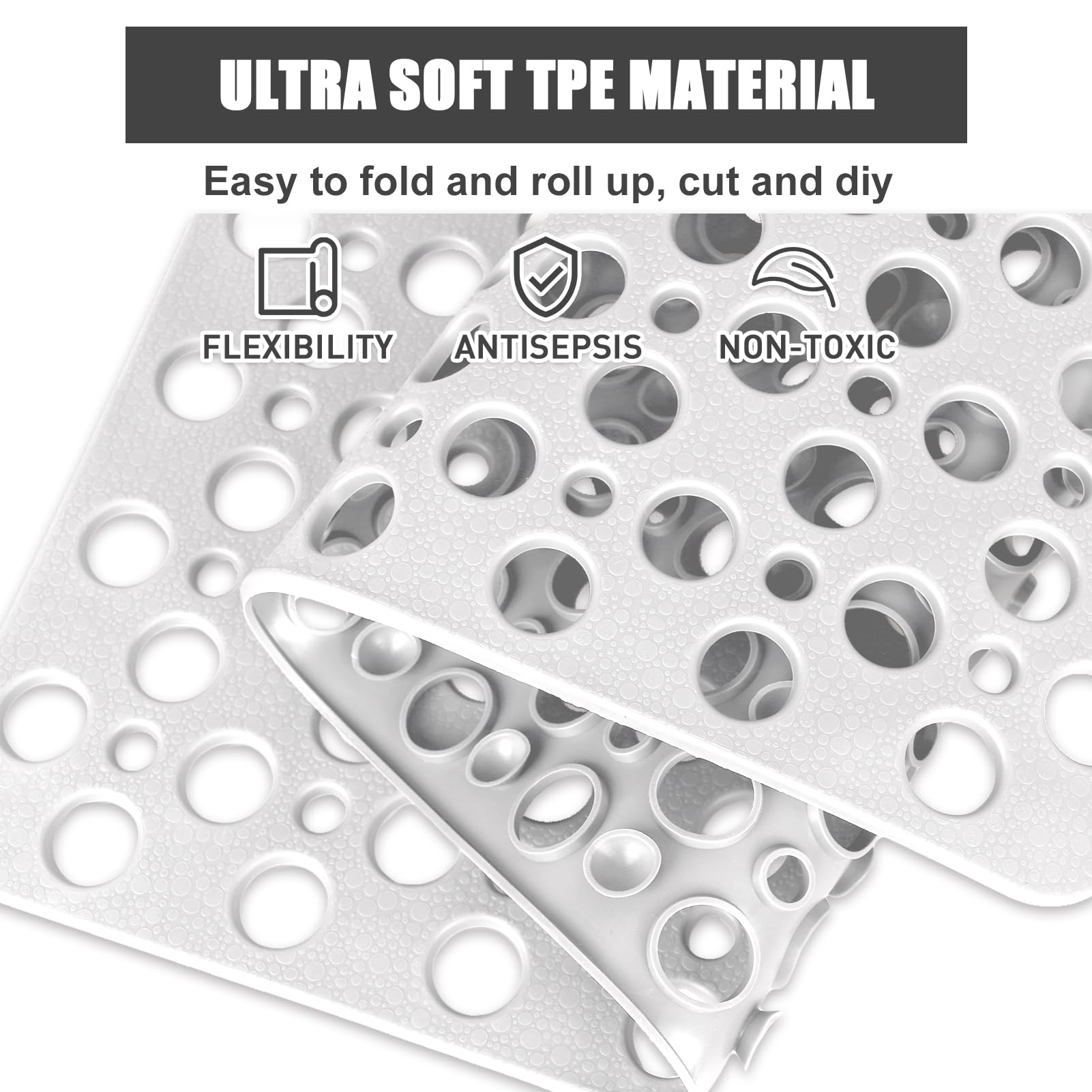 Square Shower Mat Non Slip Anti Mould: 70 x 70 cm Large Shower Mat for Inside Walk-in Shower Tray - Image 4