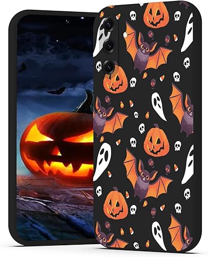 Vista 22 de Funda negra para iPhone 7/8/se 2022, diseño de murciélagos de calabaza, lindo diseño para niños, mujeres, niñas, funda negra a prueba de golpes